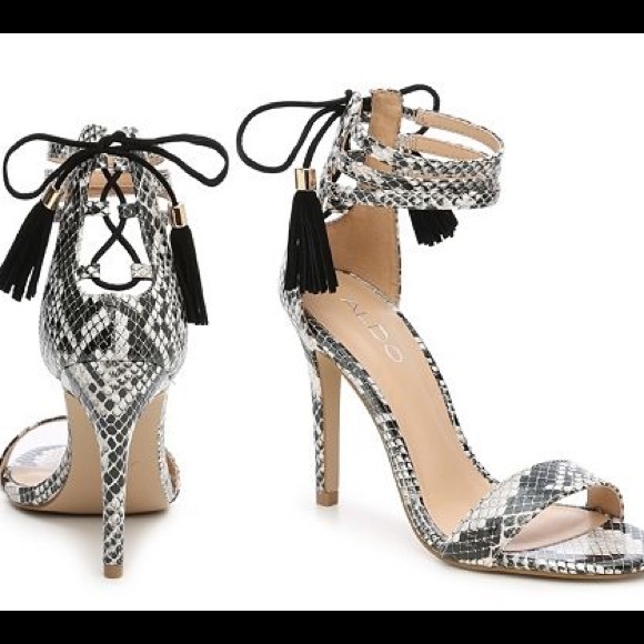 Aldo Shoes - Aldo Adeladien Bone Reptile Heeled Sandals Shoes